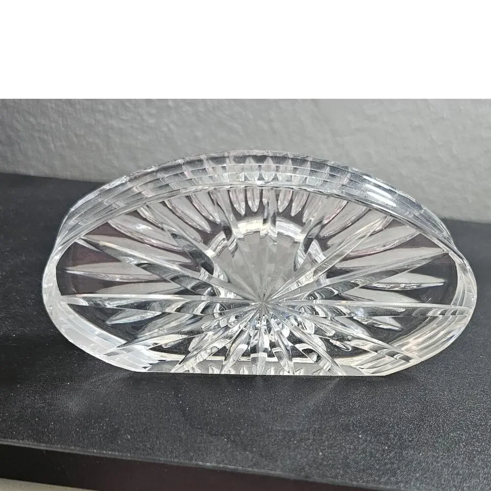 Waterford Crystal Quartz Desk Clock, Oval Starburst Design